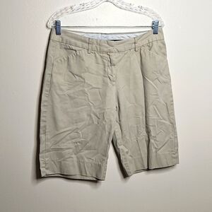 Express Editor Beige Chino Stretch Bermuda Shorts Size 12